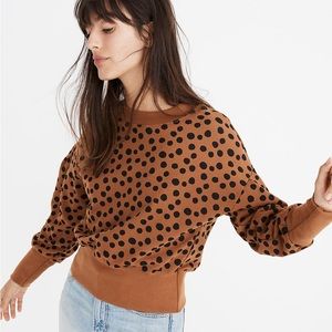 Madewell Pleat-Sleeve Sweatshirt in Leopard Dot